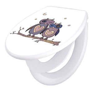 Banjado WC-Sitz Familie mit Eulen-Motiv und Absenkautomatik, universell passend.