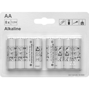 8er-Pack Mignon AA Alkaline Batterien, ideal für Geräte mit konstantem Strombedarf.