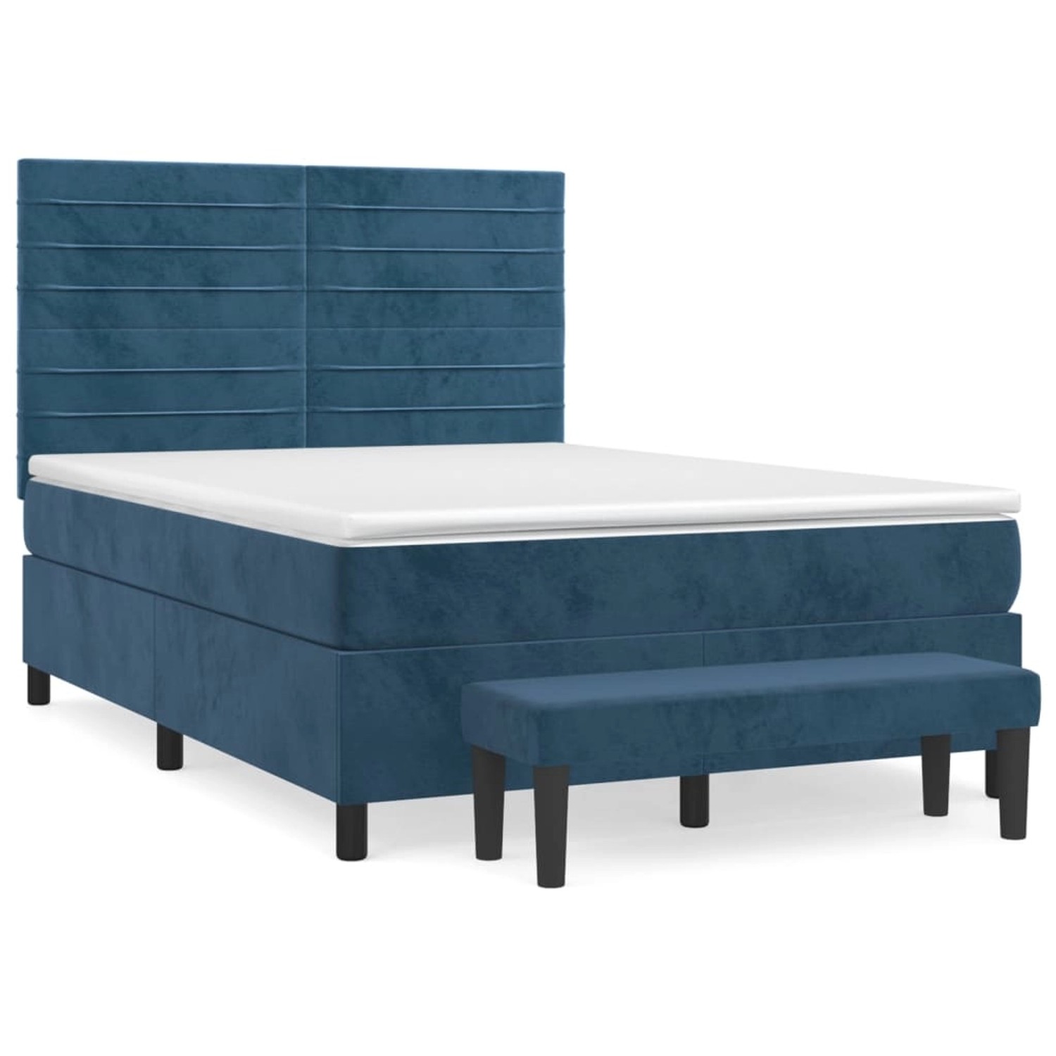 vidaXL Boxspringbett mit Matratze Dunkelblau 140x190 cm Samt 3137903 günstig online kaufen
