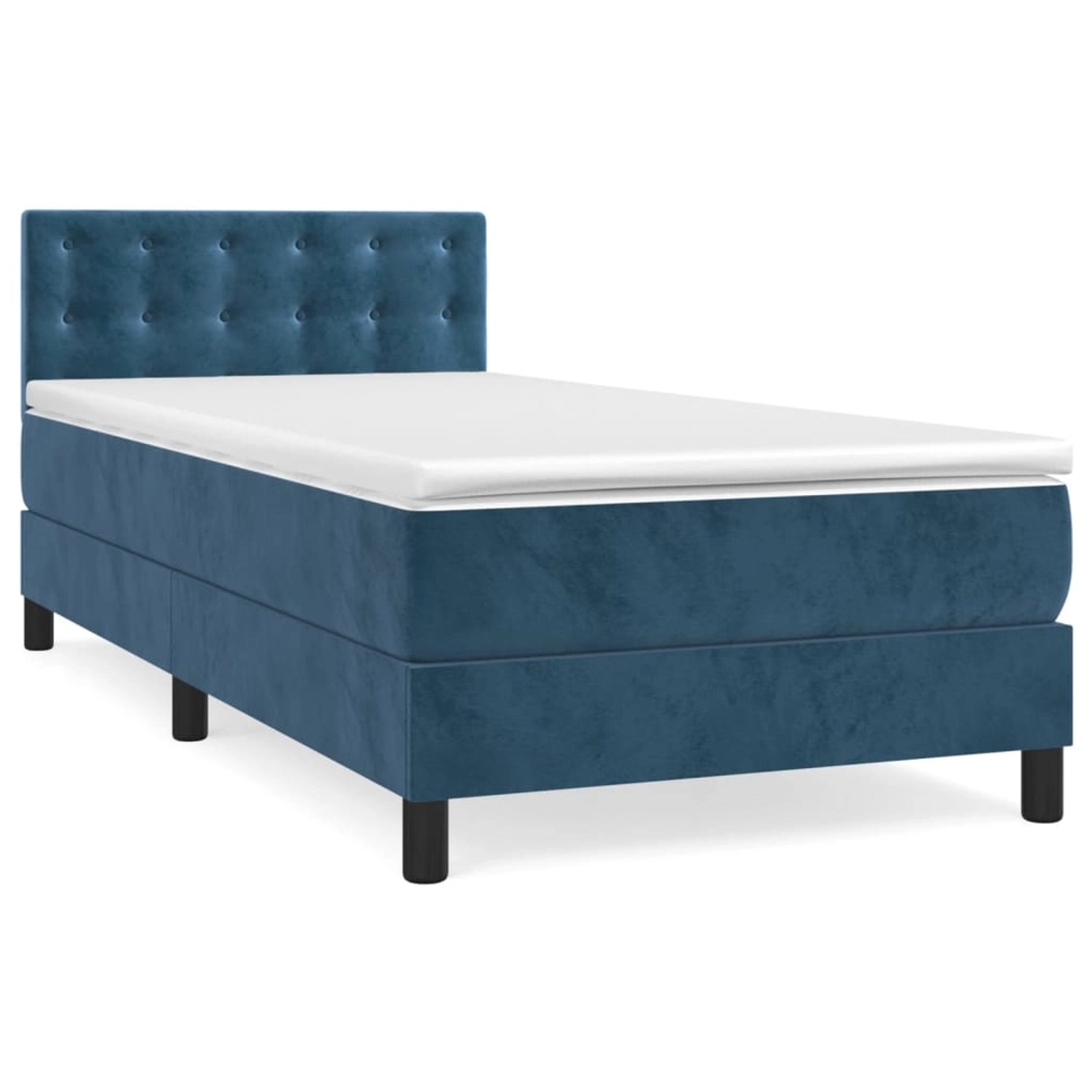 vidaXL Boxspringbett mit Matratze Dunkelblau 90x190 cm Samt1537745 günstig online kaufen