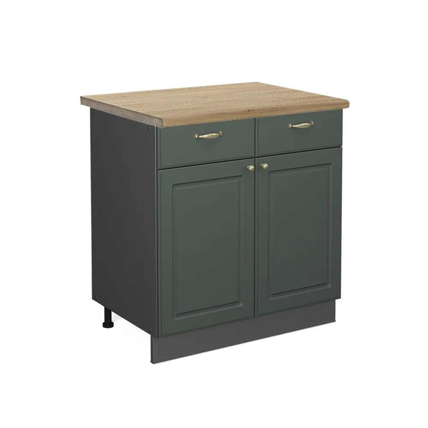 Vicco Küchenunterschrank Fame-Line Grün-Gold Landhaus Anthrazit 80 cm AP Eiche