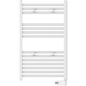 Weißer Eisl Badheizkörper 50x80 cm mit Heizstab und Zeitschaltuhr.
