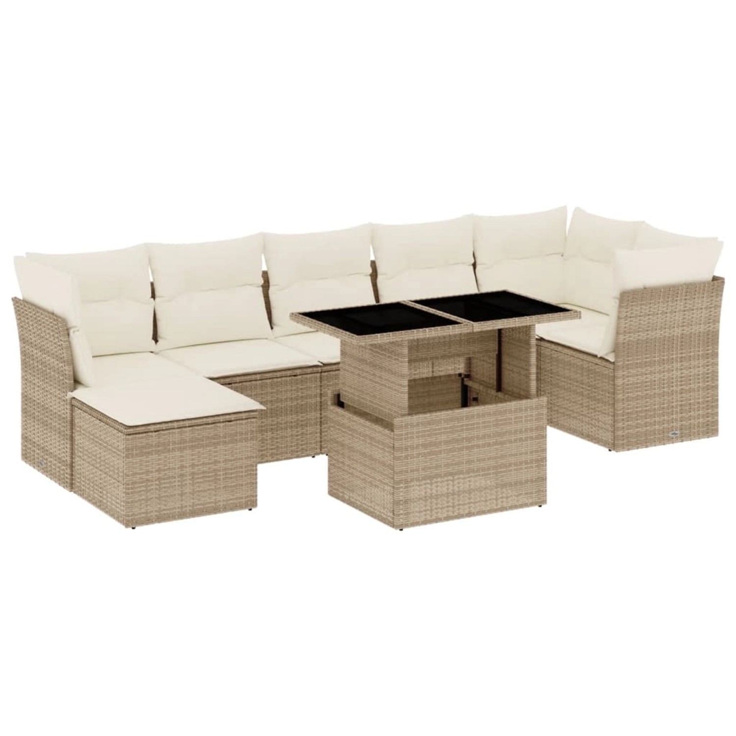 vidaXL 8-Tlg Garten-Sofagarnitur mit Kissen Beige Poly Rattan 3266748 günstig online kaufen