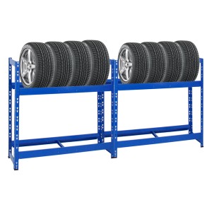 PROREGAL Mega Deal: 2 blaue Reifenregale Tiger für bis zu 16 Reifen (100x110x35cm).