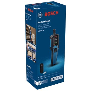 Verpackung des Bosch Professional GDH 1-17 Thermo-Hygrometers, einem Messwerkzeug zur Temperatur- und Feuchtigkeitsmessung.