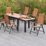 Merxx Athos Gartenmöbel-Set mit Ausziehtisch und 6 Klappsesseln mit Kissen.