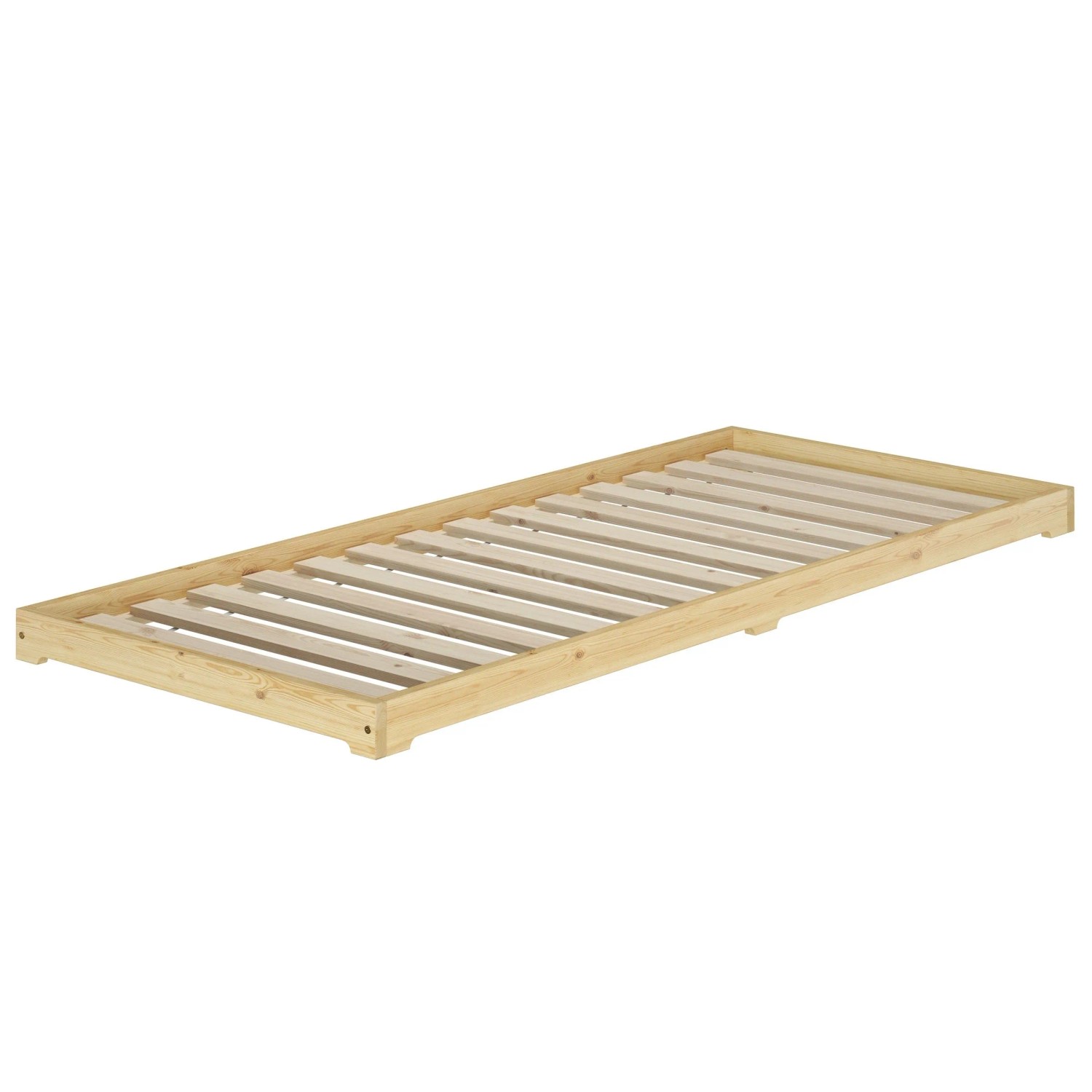 Erst-Holz Extra Niedriges Futonbett Bettrahmen 100 x 200 cm Kiefer Massivholz Modell 47 Rollrost inkl.