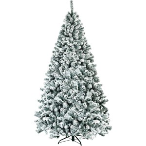 Costway künstlicher Weihnachtsbaum, 225cm, mit Schnee und Metallständer.