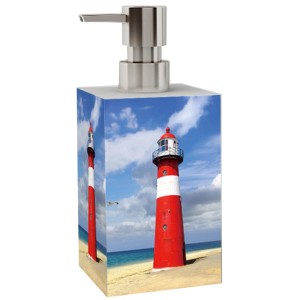 Sanilo Seifenspender Leuchtturm mit rotem Leuchtturm-Motiv für Bad & Küche.