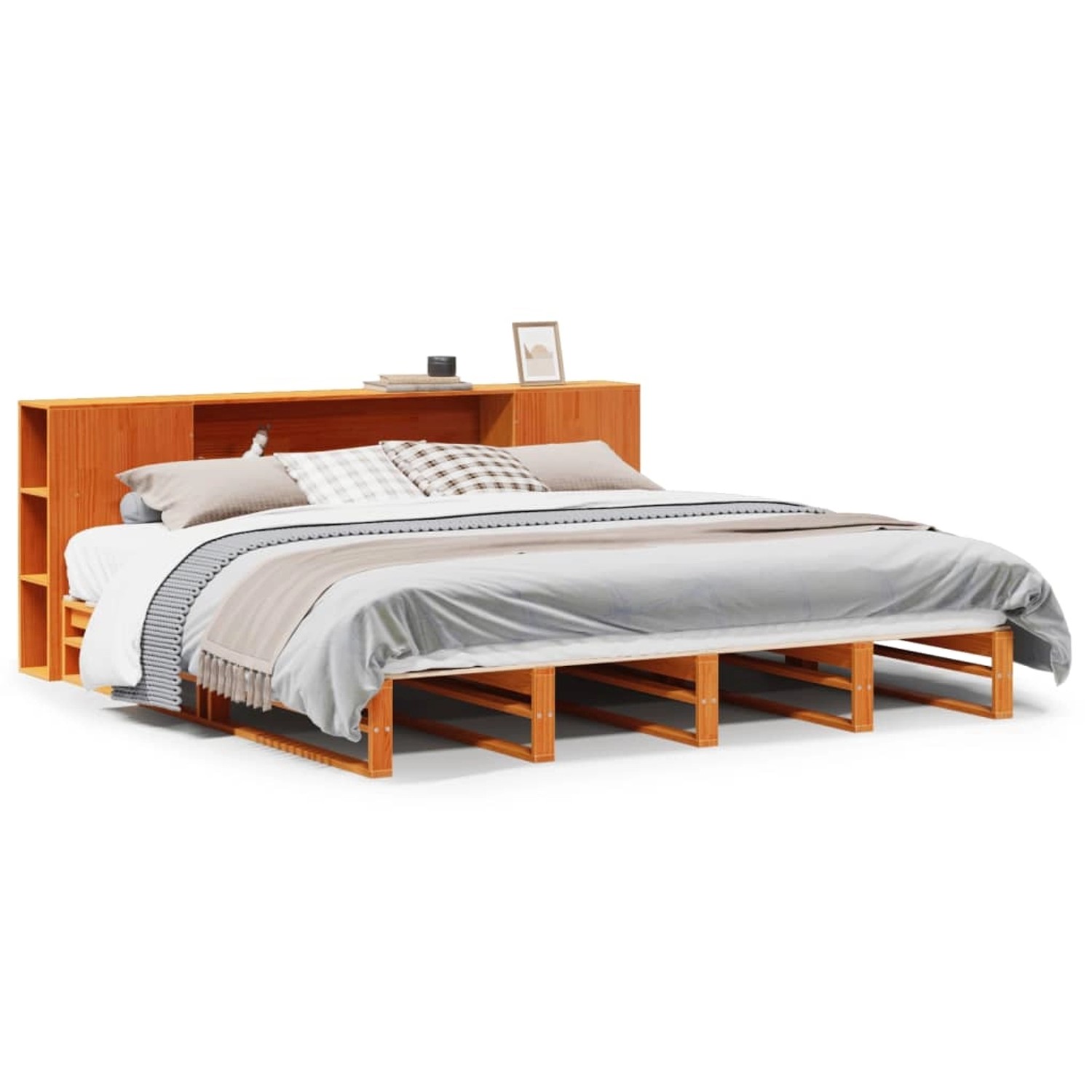 vidaXL Massivholzbett ohne Matratze Wachsbraun 180x200 cm Massivholz 332388 günstig online kaufen