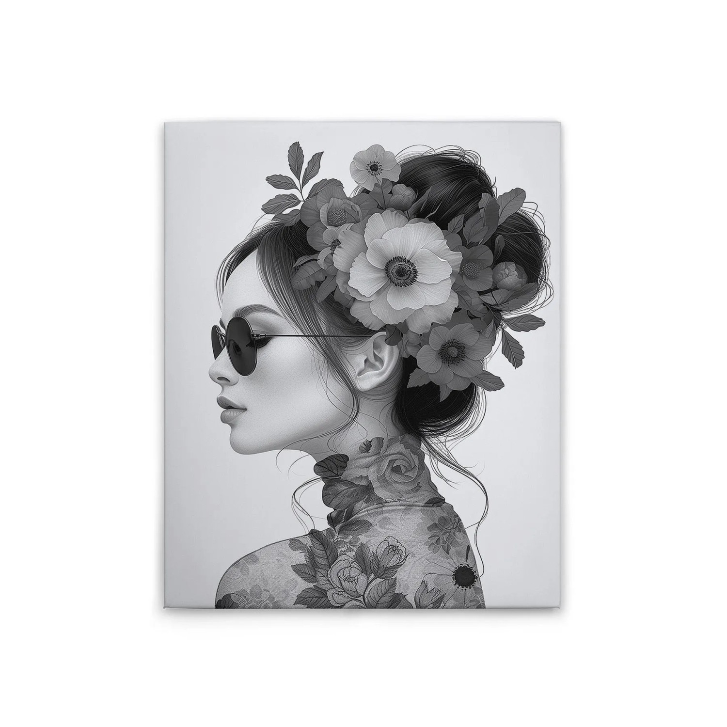 Tadessi Leinwandbild - M1-No.51798 - Flowergirl Grau - 40 x 50 cm - Querformat