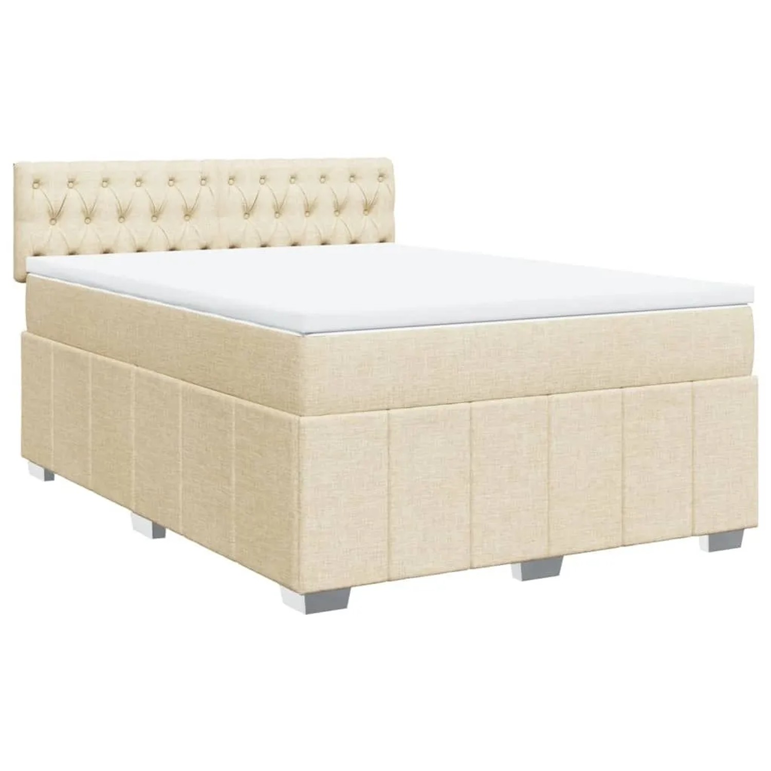 vidaXL Boxspringbett mit Matratze Creme 140x200 cm Stoff 3289403