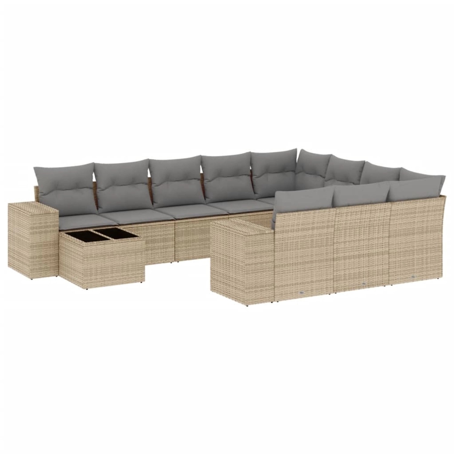 vidaXL 11-Tlg Garten-Sofagarnitur mit Kissen Beige Poly Rattan 3223128 günstig online kaufen
