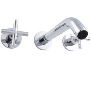 PaulGurkes 3-Loch Unterputz Waschtischarmatur mit Kreuzgriffen, verchromt.