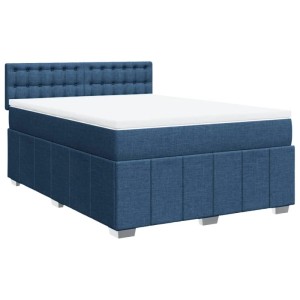 vidaXL Boxspringbett mit Matratze Blau 160x200 cm Stoff 3289439