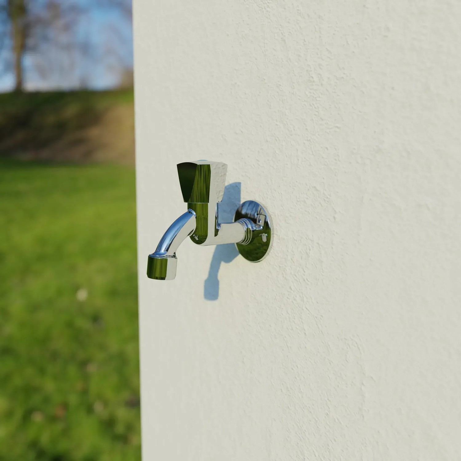 Chrom Auslaufventil mit Haubengriff, 1/2 Zoll Anschluss für Garten und Keller.