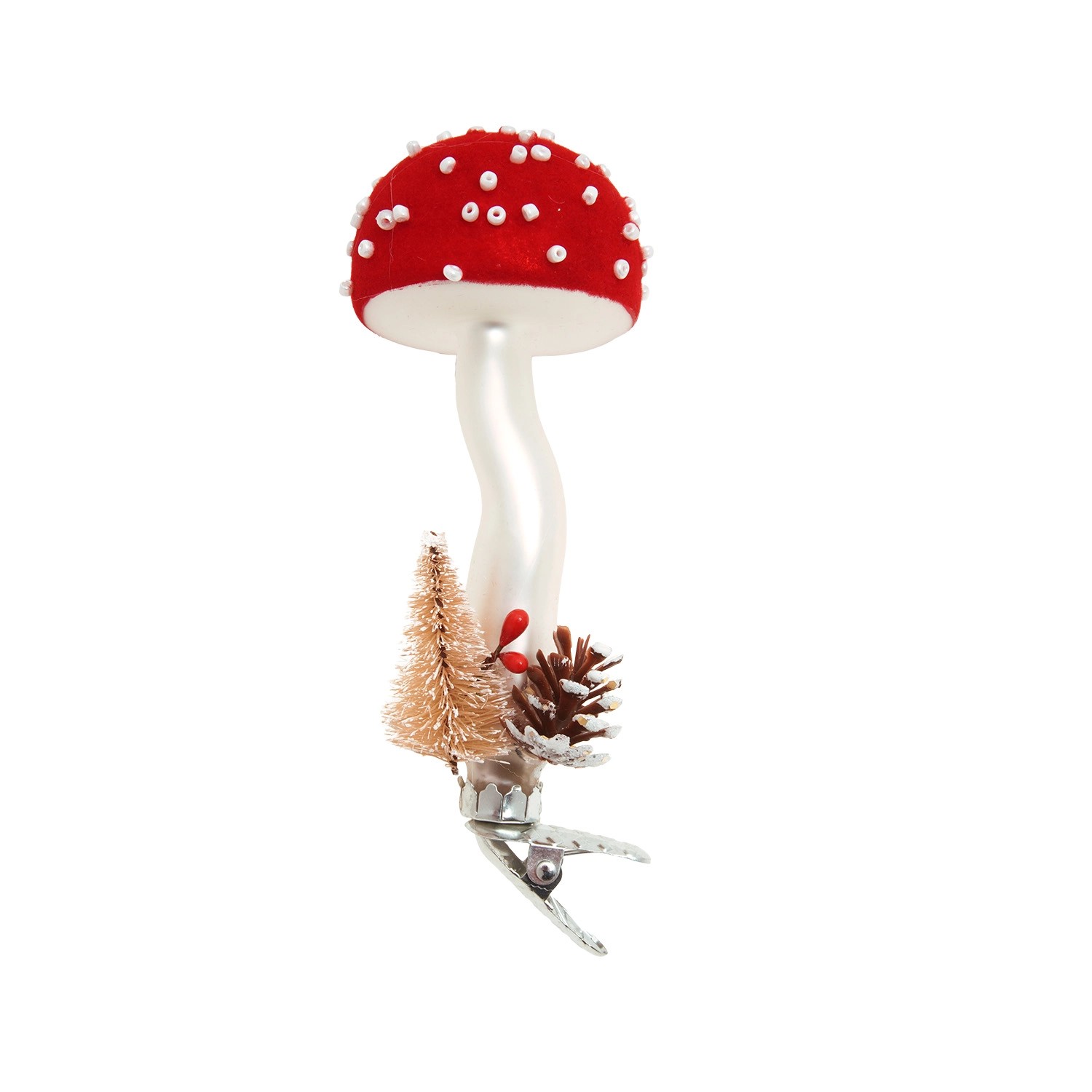 Krebs Glas Lauscha Baumschmuck Fliegenpilz Geklipst Rot 10cm