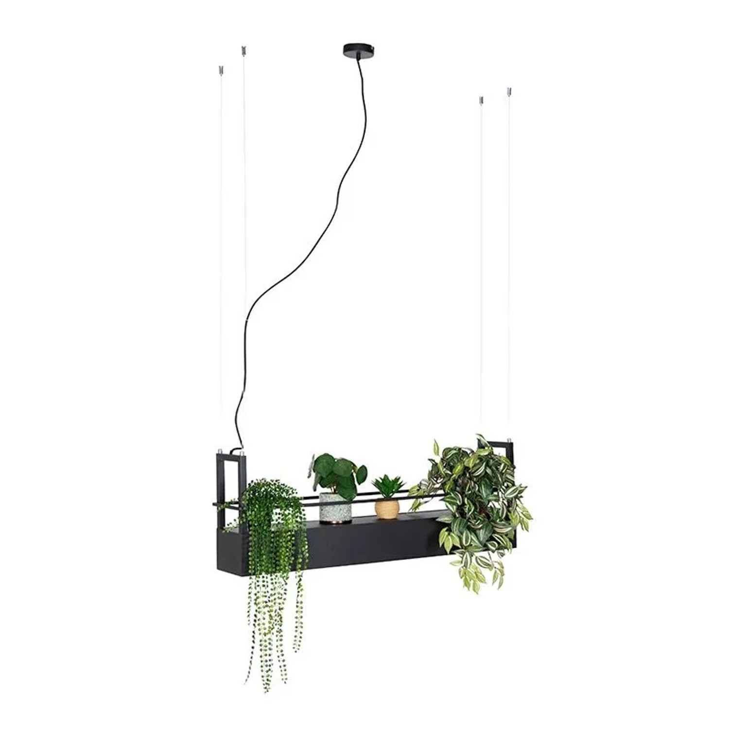 QAZQA Industrielle Hängelampe Schwarz mit Gestell 4-flammig GU10 Cage Rack