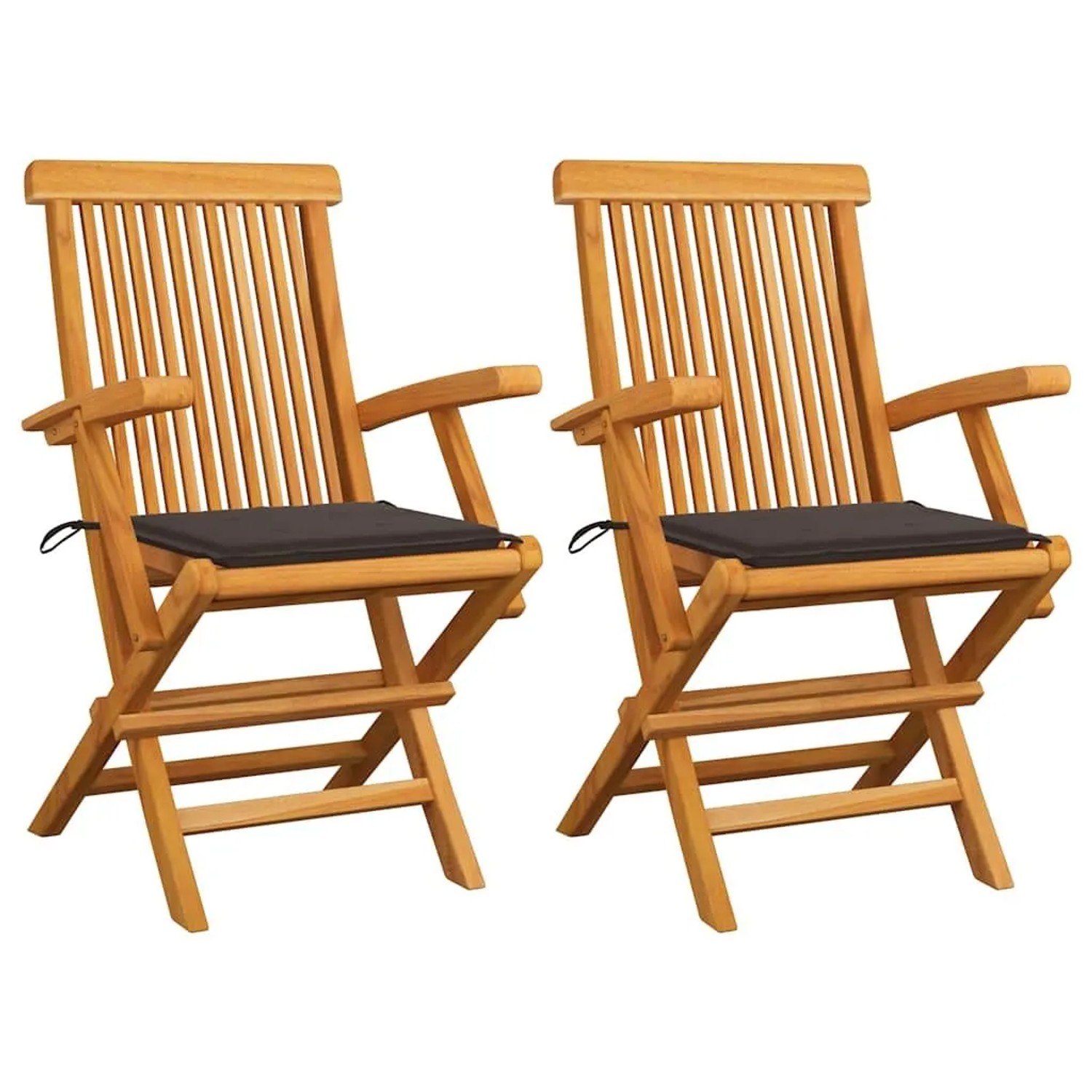 vidaXL Gartenstühle mit Taupe Kissen 2 Stk Massivholz Teak 3062495