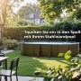 Ovaler Gre Pool Mauritius mit Holzoptik im Garten, Stahlwandpool mit Leiter und Sandfilteranlage.