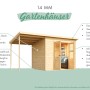 Karibu Gartenhaus Vellinge mit Anbaudach, vorvergraut, aus Holz. Ideal als Gerätehaus.