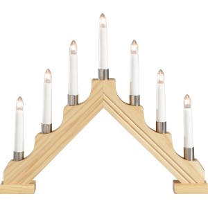 Konstsmide Schwibbogen aus Naturholz mit 7 Lichtern und Metalldekoringen für die Weihnachtszeit.