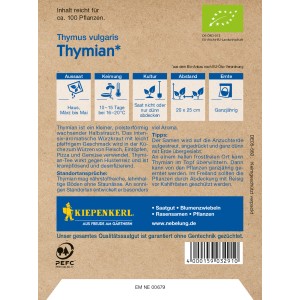 Bio Thymian Saatgut von Kiepenkerl Profi-Line. Aromatische Kräutersamen für Garten und Küche.
