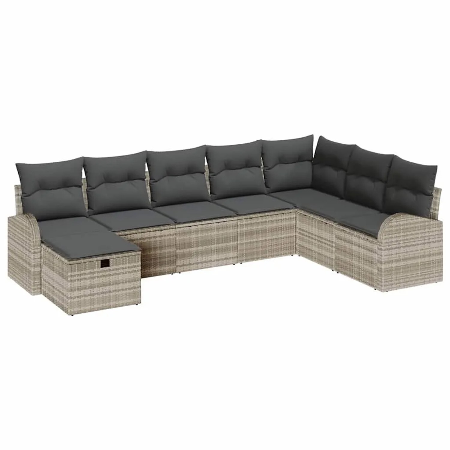 vidaXL Sofa Set mit Kissen mit Speicher Hellgrau Poly-Rattan 3359131 günstig online kaufen