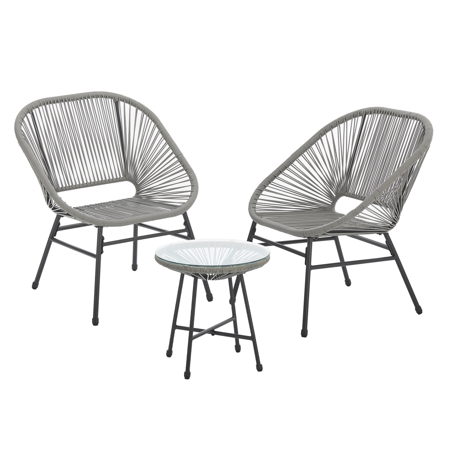 Svita Tulum Balkon-Möbel 3-tlg. Garten-Möbel Set Balkonstühle Mit Tisch Gra günstig online kaufen