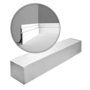 ORAC DECOR SX181 MODERN Sockelleisten, 8 Zierleisten (16 m), weiß, aus Duropolymer, Detailaufnahme.