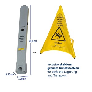 First Aid Only Warnschild "Achtung Rutschgefahr", gelb, faltbar, mit Transportetui.