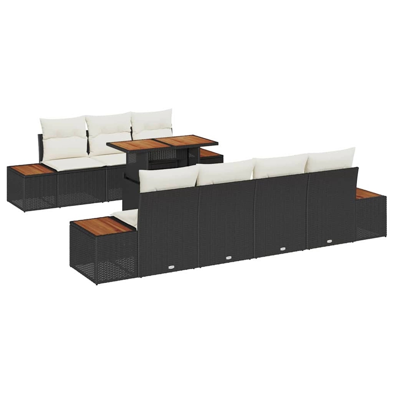 vidaXL Garten-Sofa-Set mit Speicher 8-Tlg Schwarz Poly Rattan 3358776 günstig online kaufen