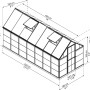 Technische Zeichnung: Palram Canopia Hybrid 4.3 x 1.9 Gewächshaus mit Maßangaben.