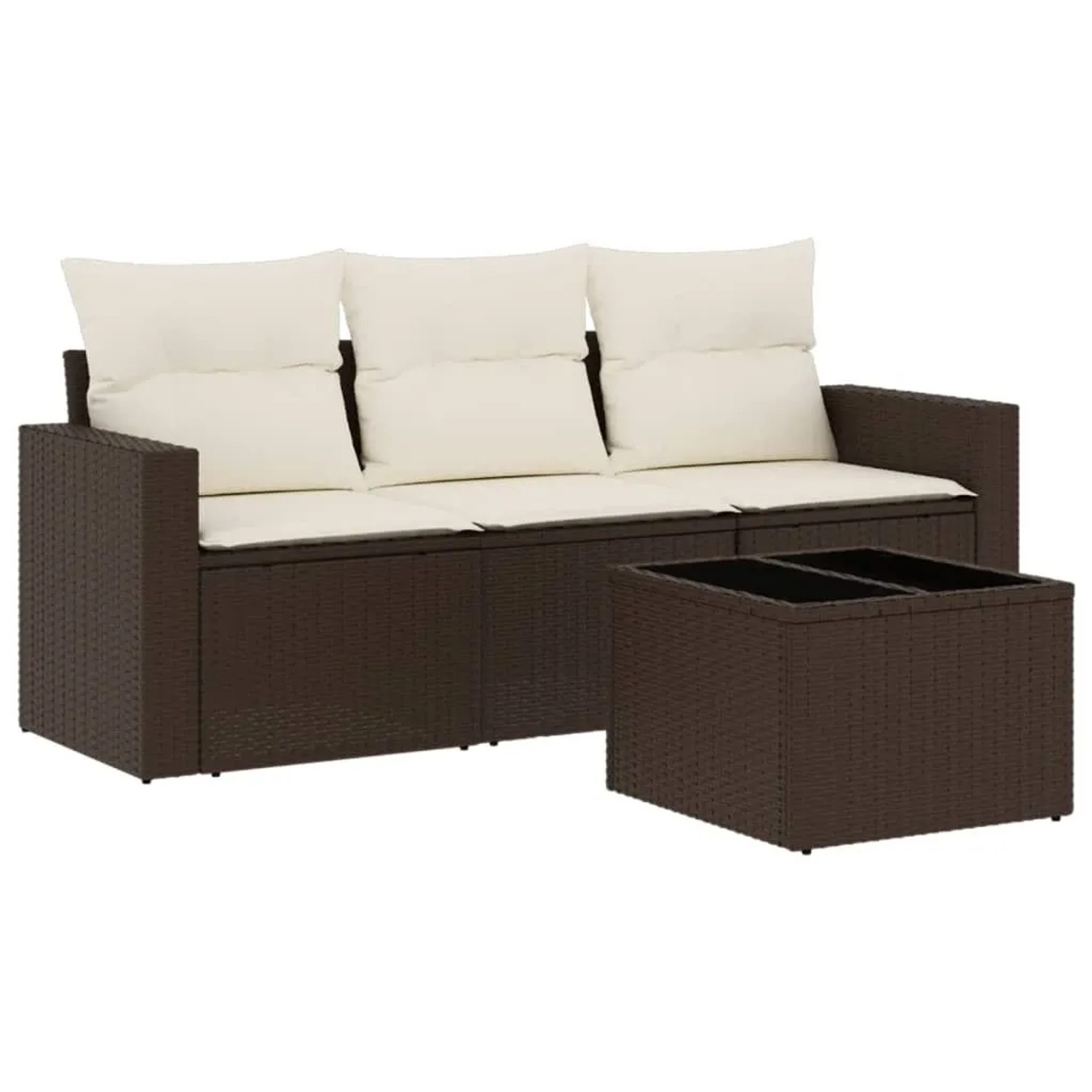 vidaXL 4-Tlg Garten-Sofagarnitur mit Kissen Braun Poly Rattan 3251010 günstig online kaufen