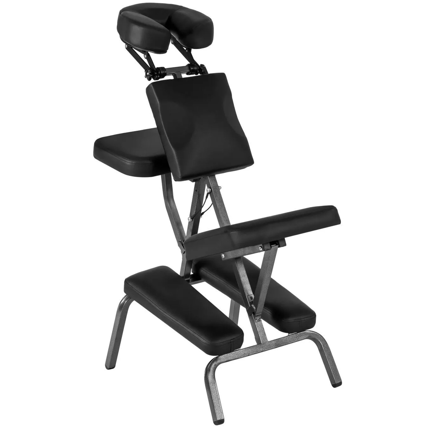 Tectake Massagestuhl  Klappbar Verstellbare Polster Für Kopf  Brust  Arme und Po  80 x 50 x 105 cm Schwarz