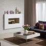 Wohnzimmer mit weißem Stegu Verblender Palermo als Wandverkleidung.
