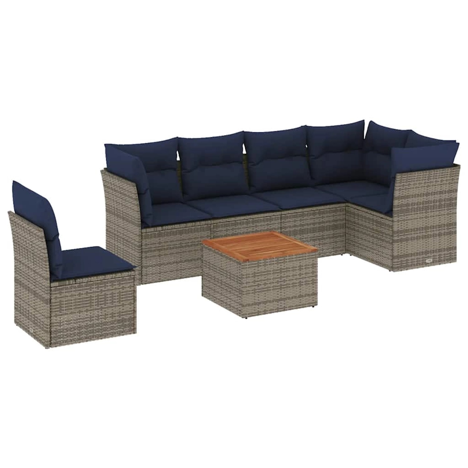 vidaXL 7-Tlg Garten-Sofagarnitur mit Kissen Grau Poly Rattan 3255998 günstig online kaufen
