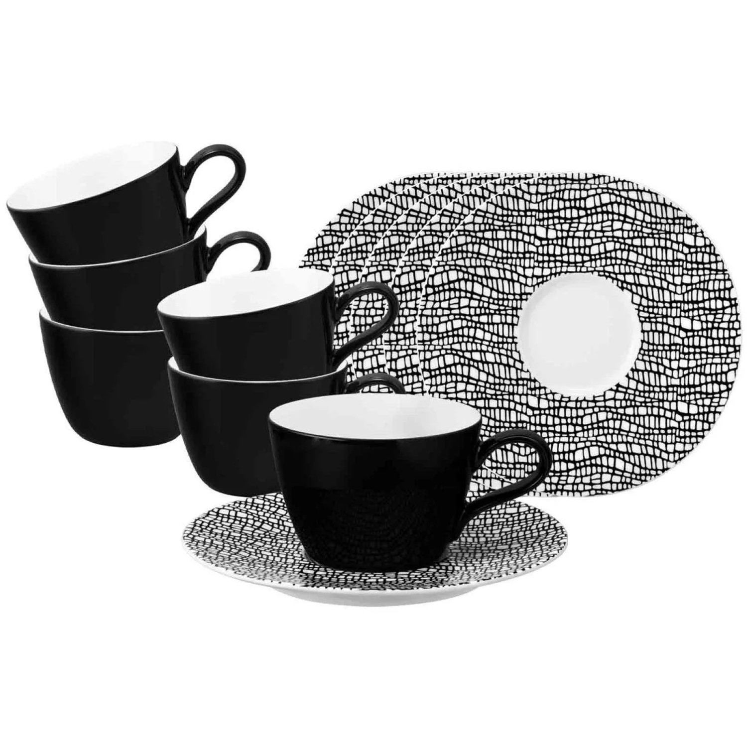 Seltmann Weiden Life Fashion Kaffeetasse mit Untertasse 6er Set Glamorous Black