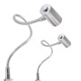 2er Set LED Bettleuchten in Silbergrau mit flexiblem Schwanenhals, warmweißes Licht, zur Montage als Nachttischlampe.