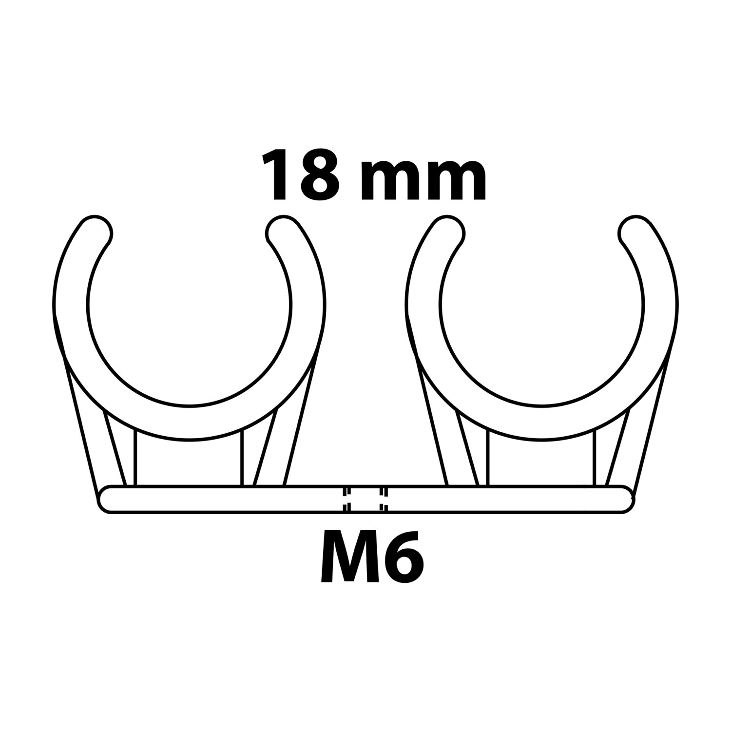 Kirchhoff Doppel-Rohrclip, Ø 18mm, mit M6 Gewindehülse, zur Befestigung von zwei Rohren.
