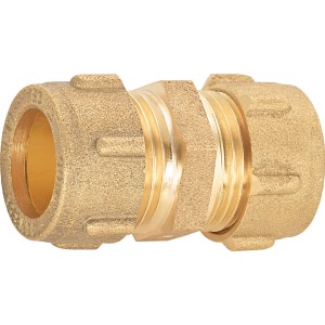 Klemmring-Verschraubung aus Messing, 27 mm, für Heizung und Sanitär.