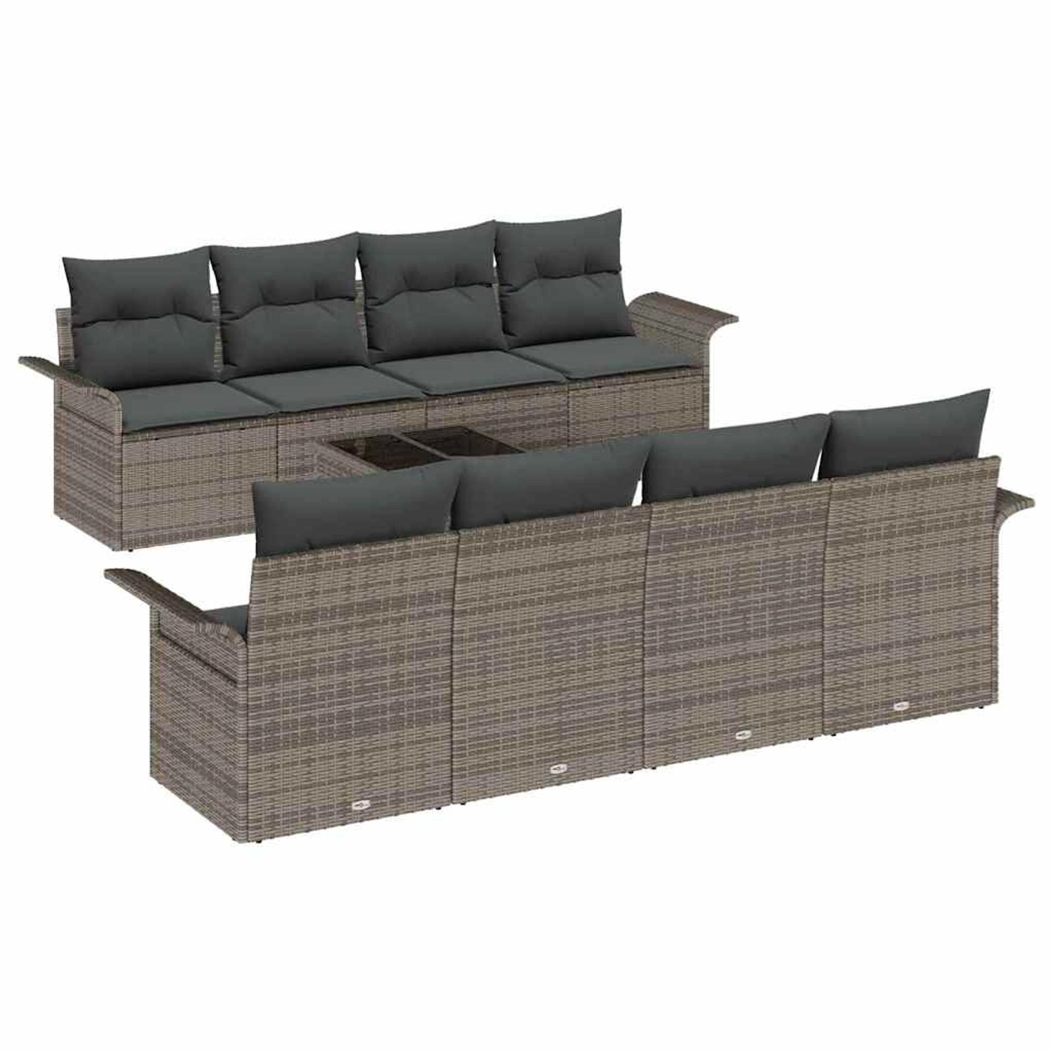 vidaXL Garten-Sofa-Set 9-Tlg Grau Poly Rattan 3345289 günstig online kaufen