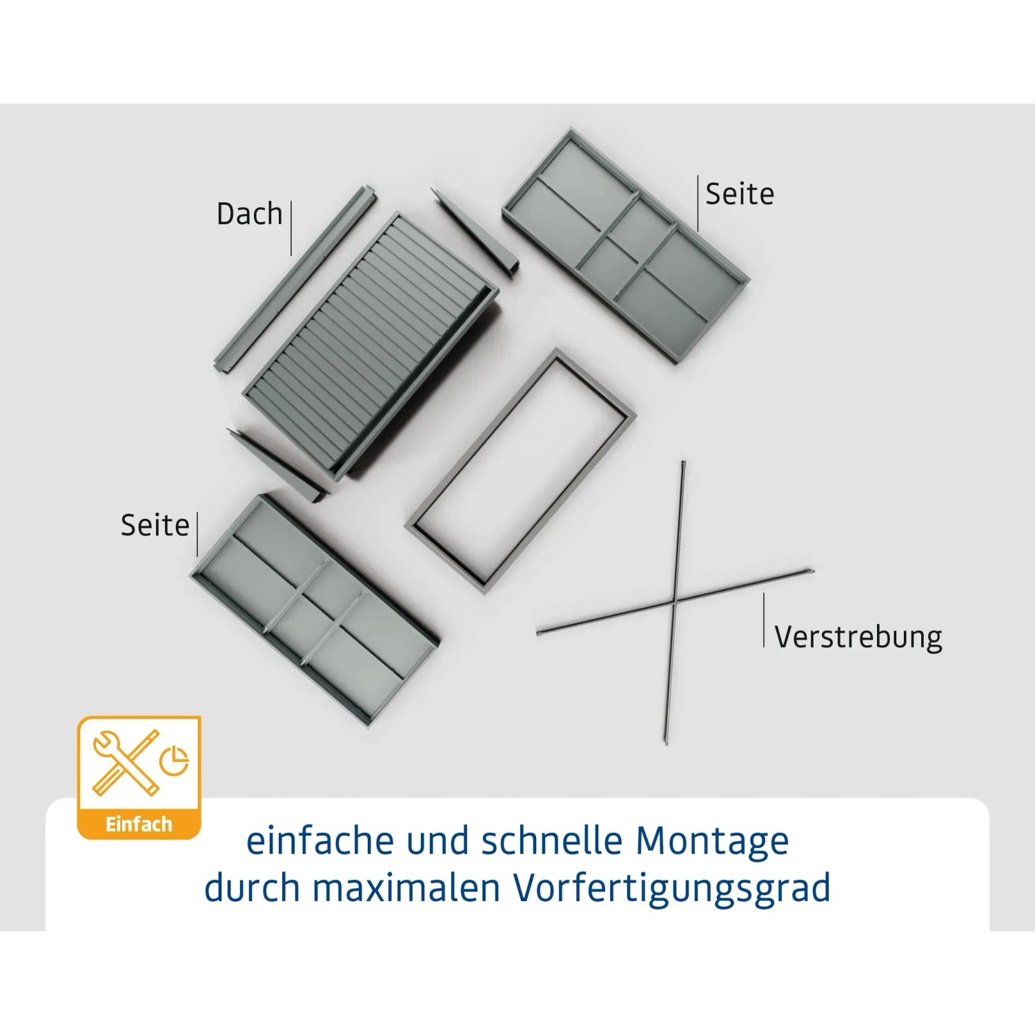 Einzelteile des EcoStar Kaminholzregals Elegant-V aus Metall in Purpurrot.