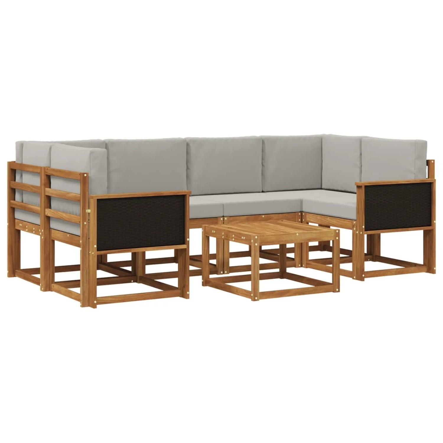 vidaXL Outdoor-Sofagarnitur mit Kissen 5 Stk Natur und Hellgrau 3385022