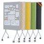 Mobile, beidseitige Moderationstafel GIANT mit Filztafel in Beige, Grau, Gelb, Grün und Anthrazit auf Rollen.