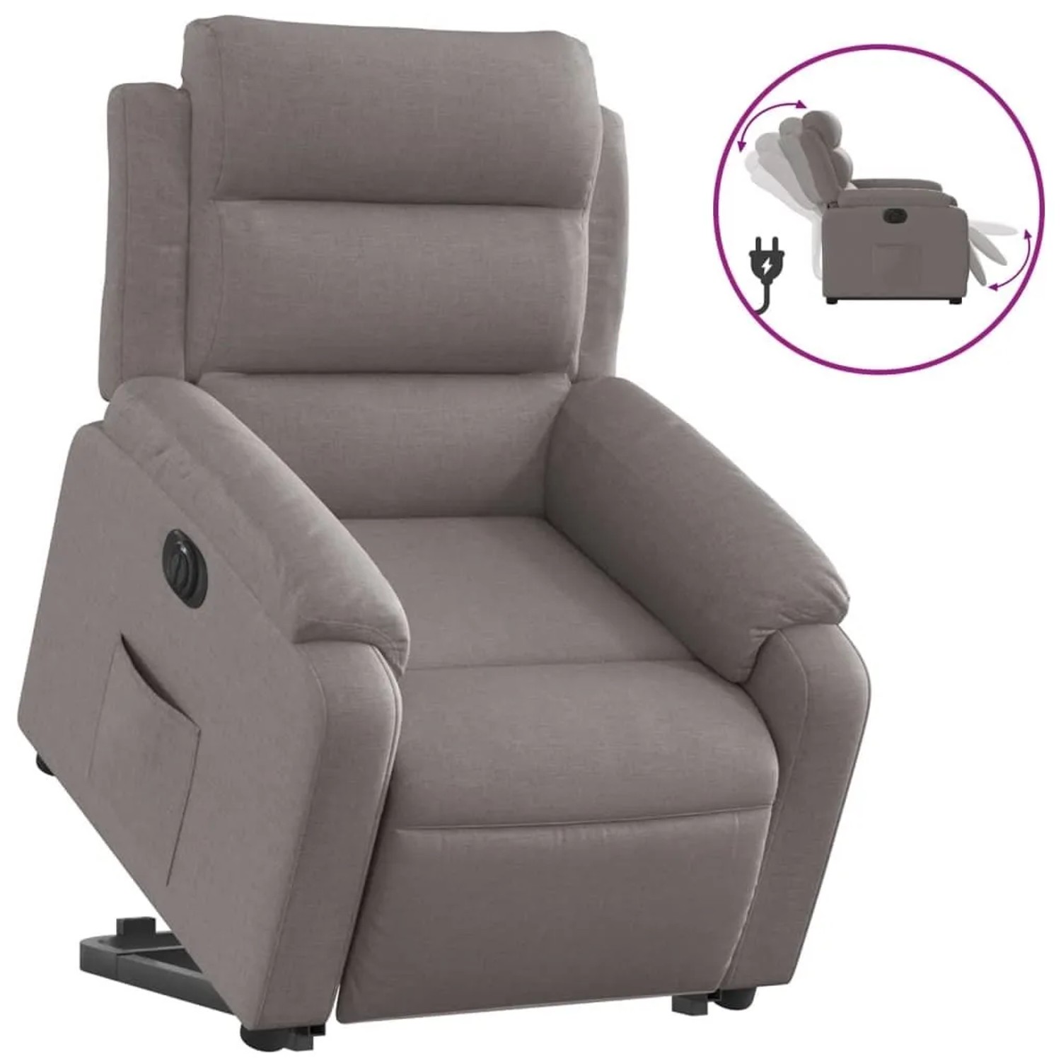 vidaXL Relaxsessel mit Aufstehhilfe Elektrisch Taupe Stoff 3205012_3