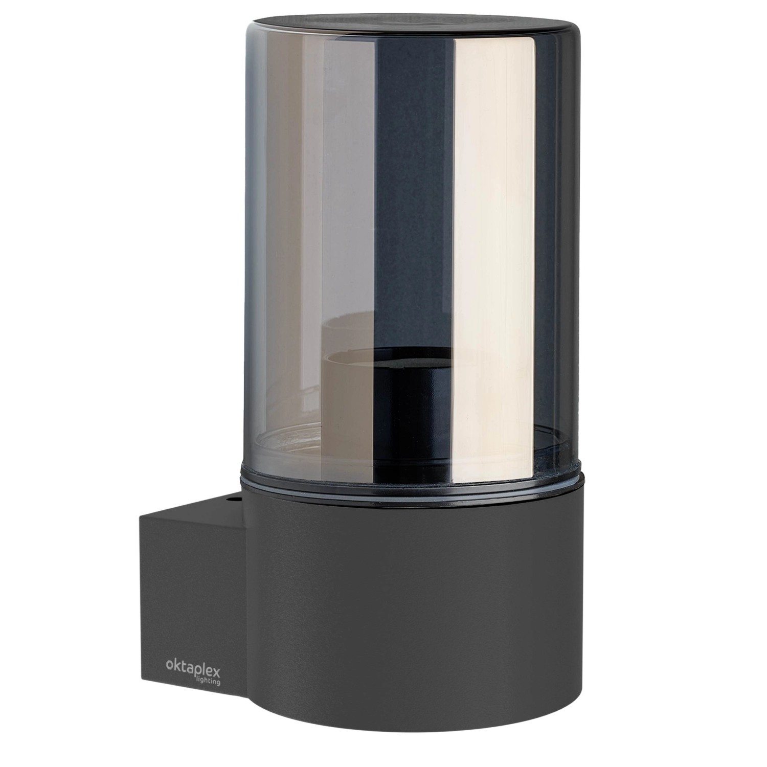 Oktaplex Puno Wandleuchte Außen E27 Fassung Rauchglas IP44 Aluminium Anthra günstig online kaufen