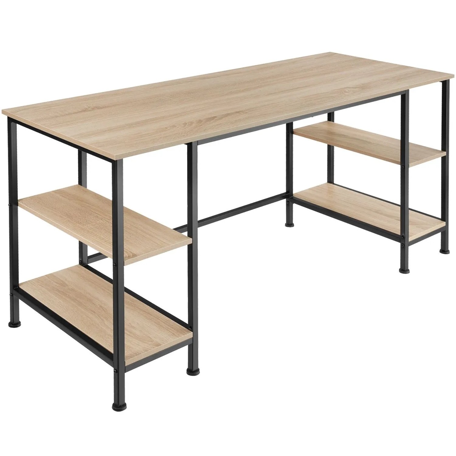 Tectake Computer Schreibtisch Stoke Industrial Style Holz und Stahl  137 x 55 x 75 cm Industrial Holz Hell  Eiche Sonoma