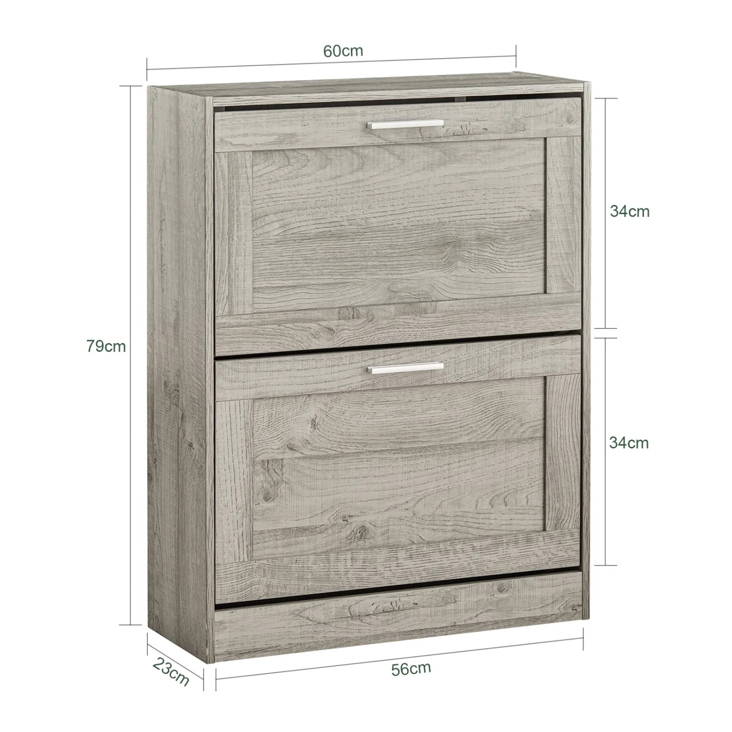 SoBuy Schuhkipper FSR137-HG, Schuhschrank mit 2 Klappen, hellgrau, aus MDF/PB. Ideal für Flur und Eingangsbereich.
