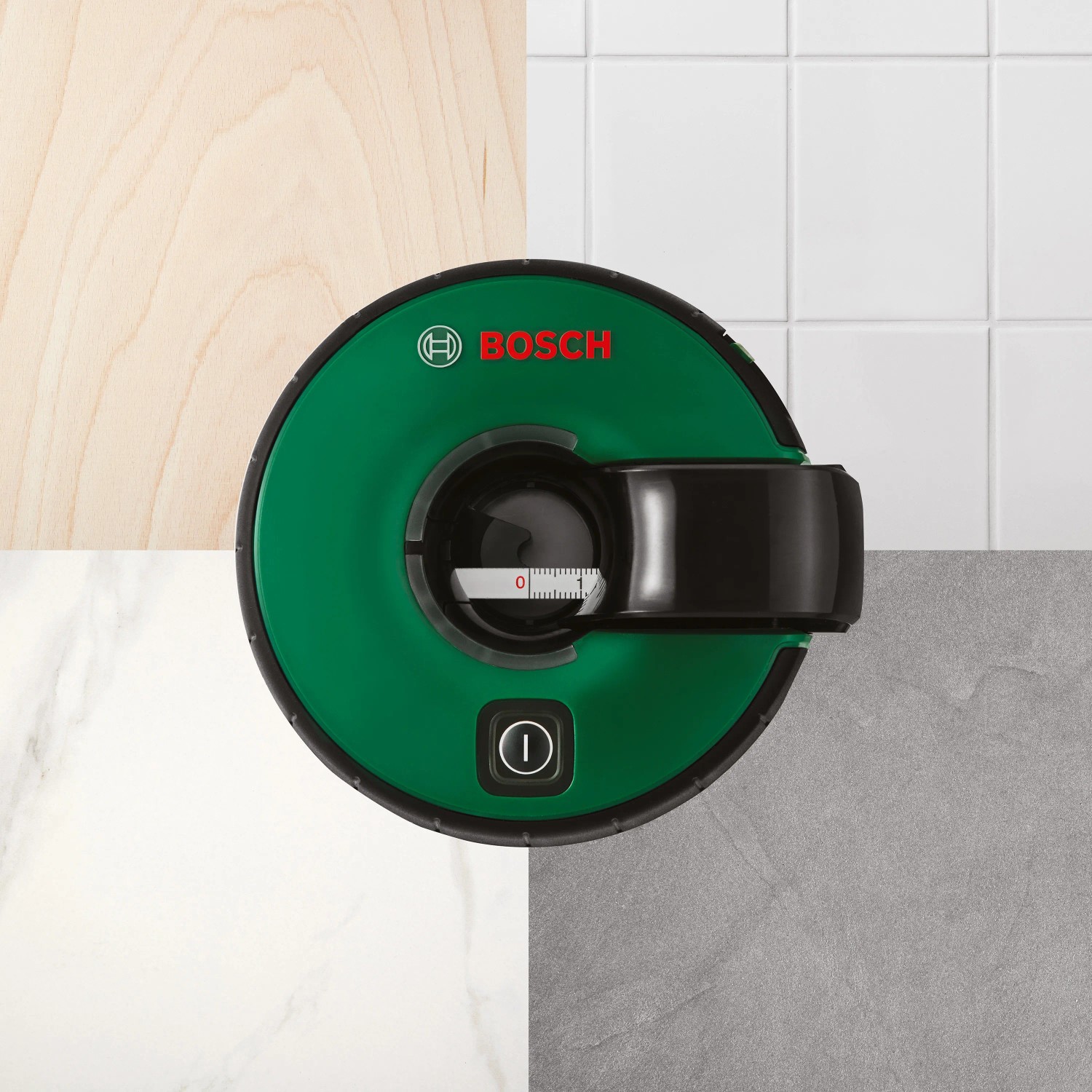 Bosch Atino Linienlaser, selbsthaftend, für präzises Ausrichten, Prüfwerkzeug.